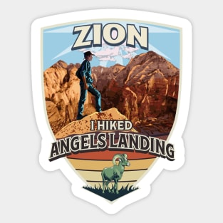 Zion National Park I Hiked Angels Landing with Hiker and Bighorn Sheep Sticker